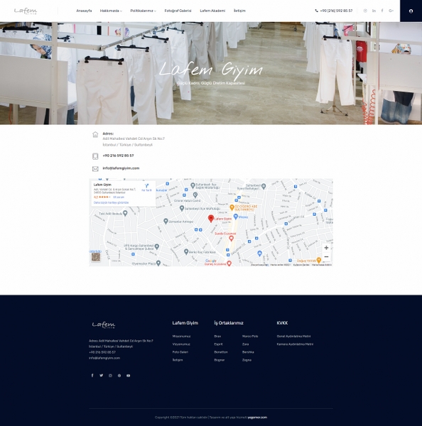 Lafem Giyim Web Sitesinin İletişim Sayfası Tasarımı